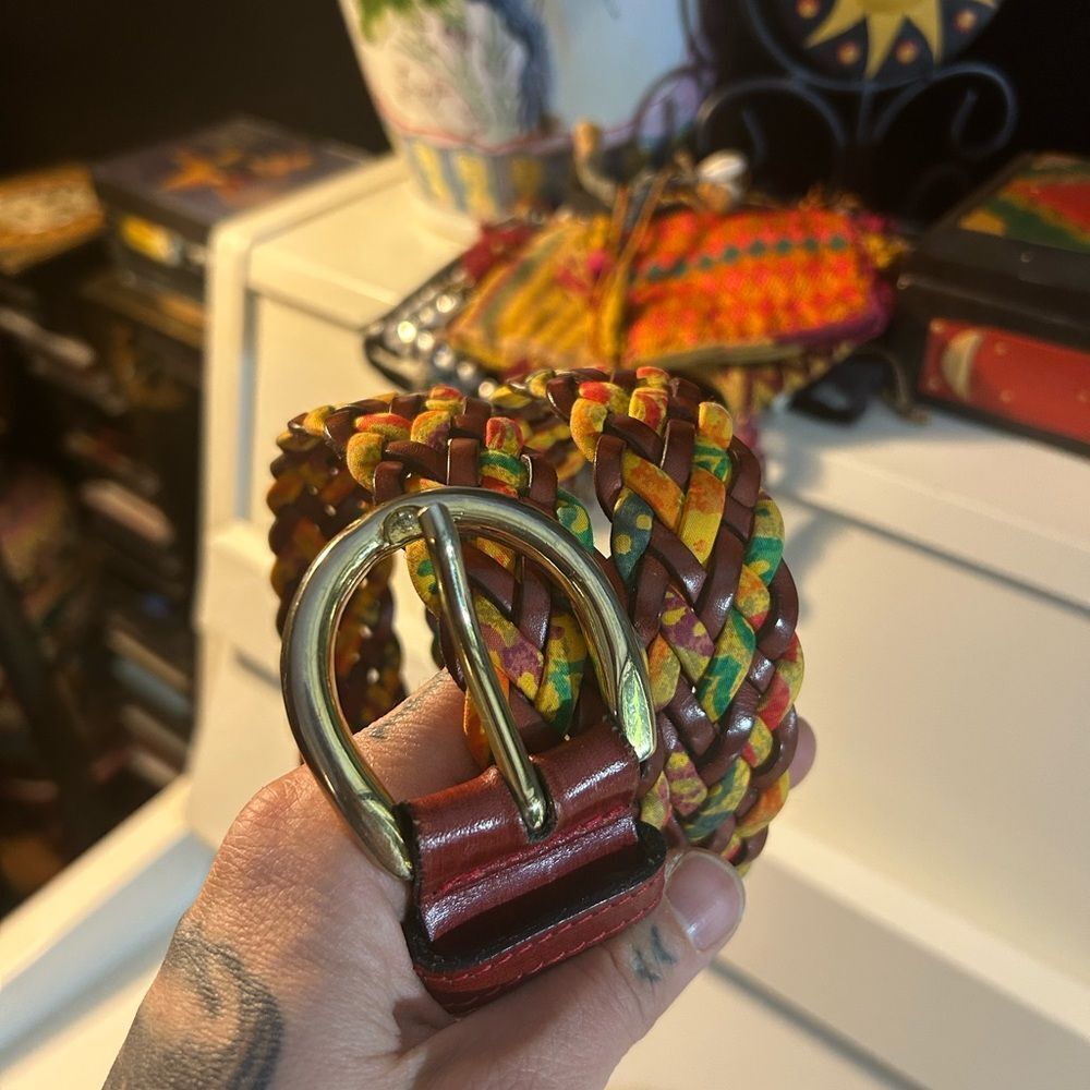 Escada Colorful Braided Belt with Gold Buckle Made in Italy 42 - Picture 2 of 15